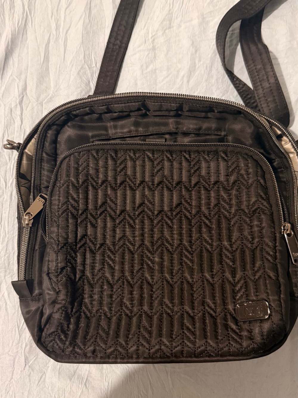 Travel Safe Quilted Black Crossbody Bag - Unbranded